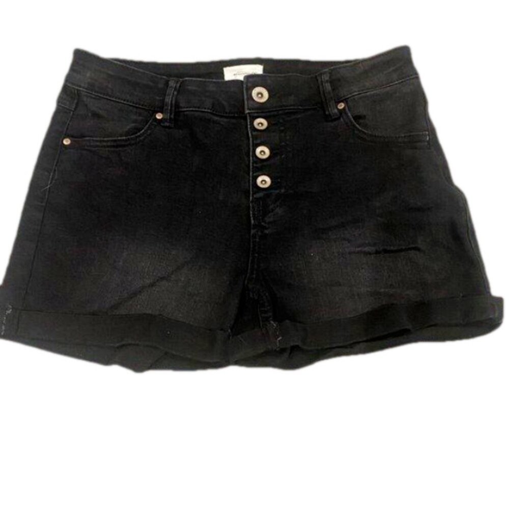 Ardene Basic Button Fly Black Denim Jean Shorts Size 9